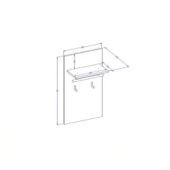 Appendiabiti a parete 40x70h cm con mensola bianco Lolla