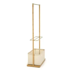 Appendiabiti da ingresso 60x166h cm in bambù tessuto beige oro Yasu