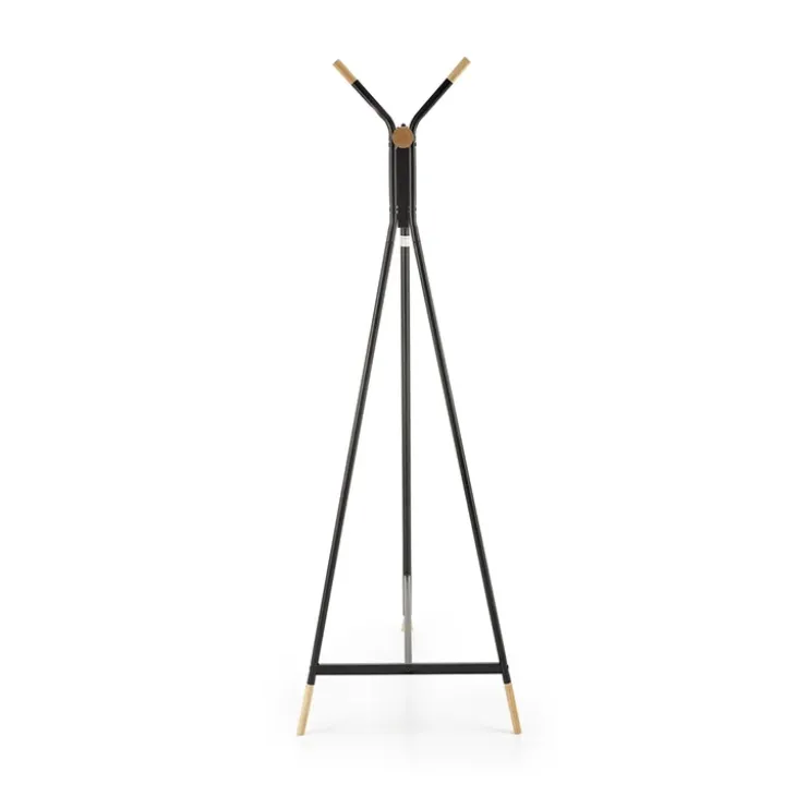 Appendiabiti da ingresso 91x165h cm moderno in acciaio nero rovere Shira