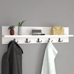 Appendiabiti da parete 80x18cm con mensola bianco Makira
