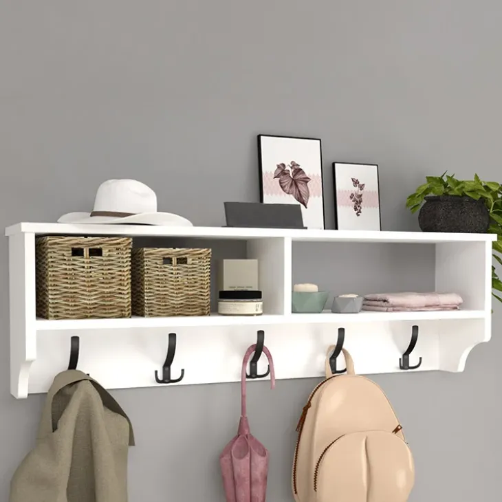 Appendiabiti da parete 120x37h cm con vani bianco Fionia