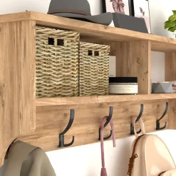 Appendiabiti da parete 120x37h cm con vani rovere rustico Fionia