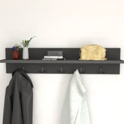 Appendiabiti da parete 80x18h cm con mensola antracite Makira