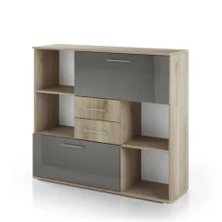 Armadietto multiuso 120x106h cm rovere antracite lucido Time V