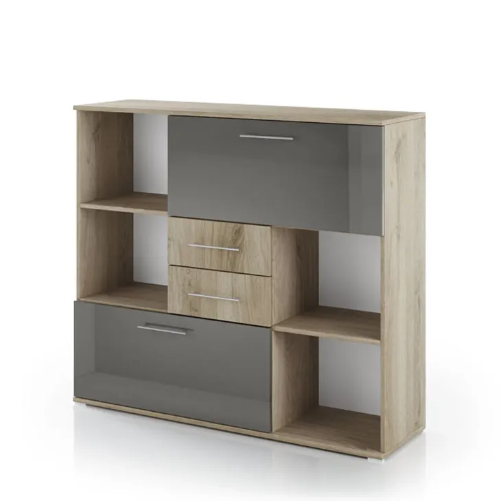 Armadietto multiuso 120x106h cm rovere antracite lucido Time V