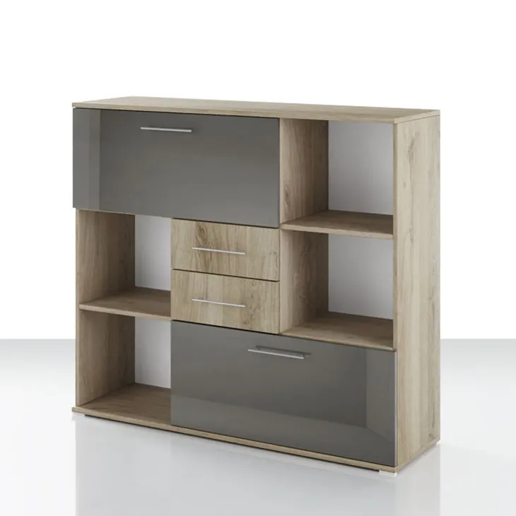Armadietto multiuso 120x106h cm rovere antracite lucido Time V
