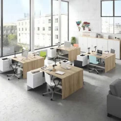 Armadietto ufficio 80x119h cm 2 ante rovere bianco opaco Work