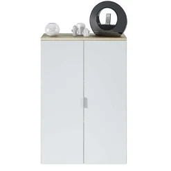 Armadietto ufficio 80x119h cm 2 ante rovere bianco opaco Work