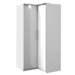 Armadio ad angolo 109x217h cm 2 ante bianco opaco e lucido Naper