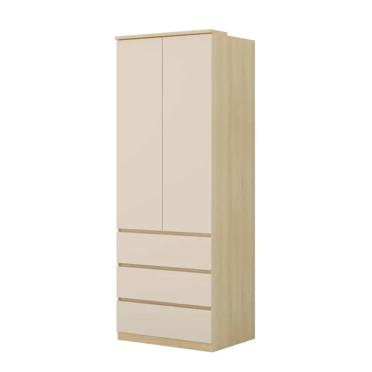 Armadio angolare 235x215h cm 8 ante 10 cassetti beige cashmere rovere Elvira