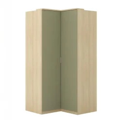 Armadio angolare 234x215h cm 8 ante 10 cassetti verde salvia rovere Elvira