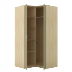 Armadio angolare 109x215h cm 2 ante moderno verde salvia rovere Elvira