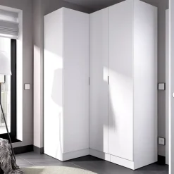 Armadio angolare 133x184h cm con barra appendiabiti legno bianco Juan