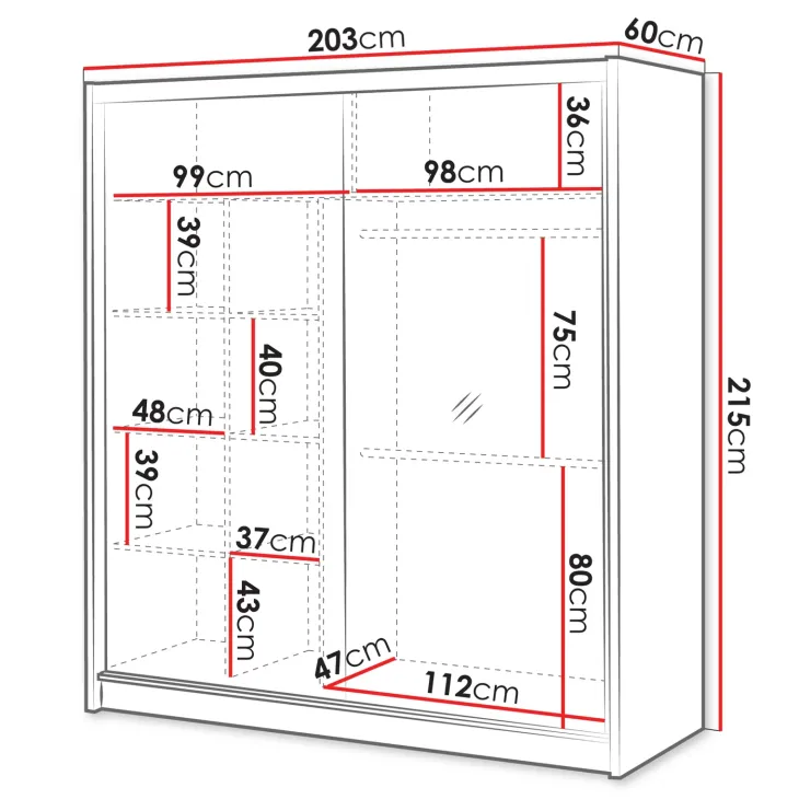 Armadio cannettato 203x215h cm 2 ante scorrevoli rovere bianco Ciang