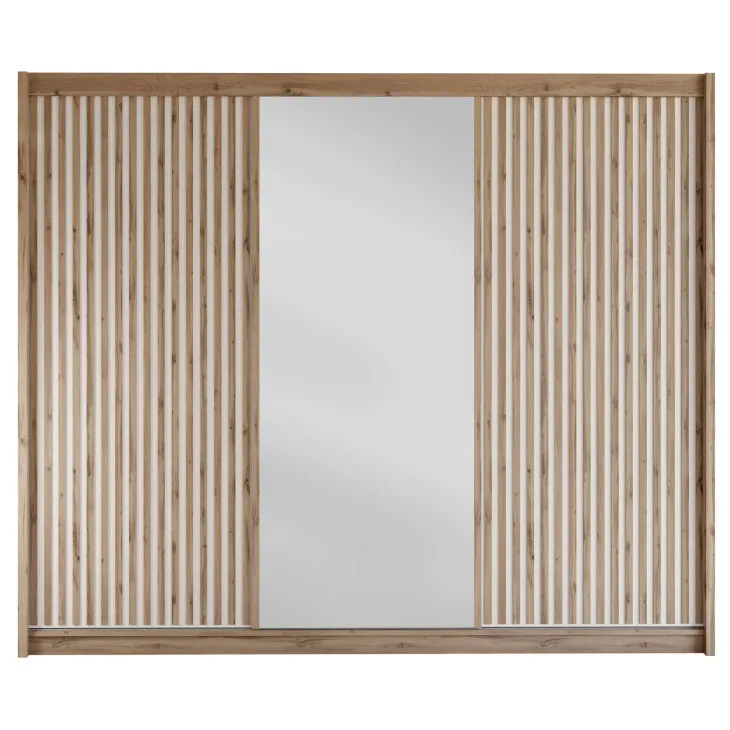 Armadio cannettato 250x215h cm 3 ante scorrevoli rovere bianco Ciang