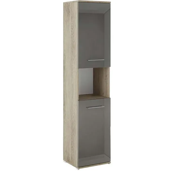 Armadio colonna multiuso 40x176h cm 2 ante rovere antracite lucido Time T