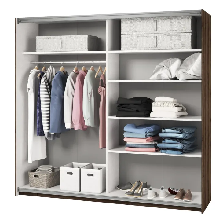 Armadio con specchio 221x210h cm 2 ante scorrevoli rovere scuro Lisbona Gihome®