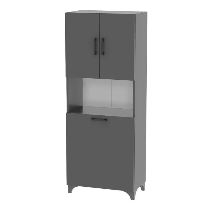 Armadio lavanderia 60x154h cm con cesto porta biancheria 2 ante e vano a giorno antracite Klara