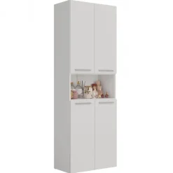 Armadio lavanderia 60x174h cm con 2 cesti porta biancheria e 2 ante bianco Grangy