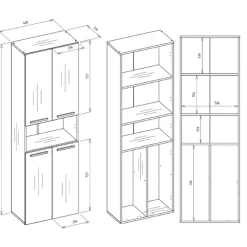 Armadio lavanderia 60x174h cm con 2 cesti porta biancheria e 2 ante bianco Grangy
