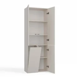 Armadio lavanderia 60x174h cm con cesto porta biancheria e 3 ante beige cashmere Melanie