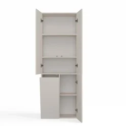Armadio lavanderia 60x174h cm con cesto porta biancheria e 3 ante beige cashmere Melanie