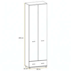 Armadio multiuso ingresso 60x203h cm 2 ante rovere sonoma California Gihome®
