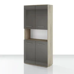Armadio multiuso 80x176h cm 4 ante rovere antracite lucido Time U