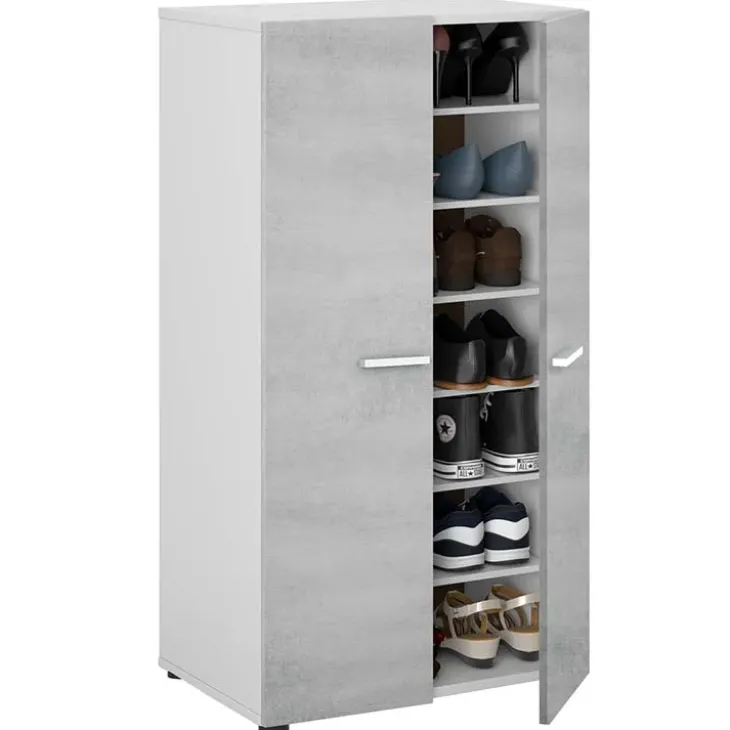 Armadio scarpiera 55x108h cm 2 ante battente bianco opaco cemento Tom