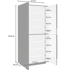 Armadio scarpiera 80x168h cm 4 ante grigio cemento Zenzero
