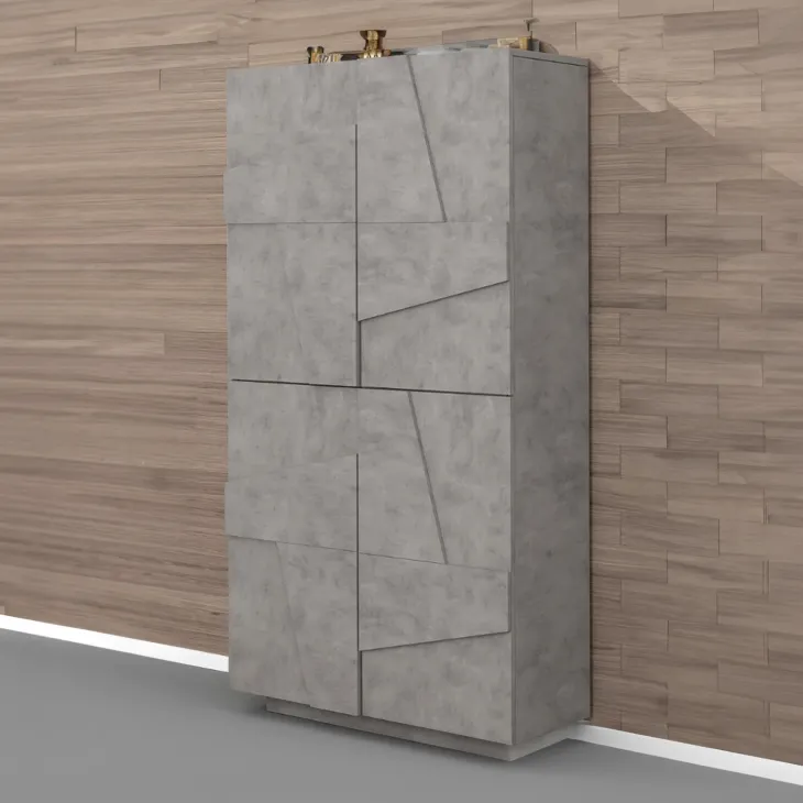 Armadio scarpiera 80x168h cm 4 ante grigio cemento Zenzero