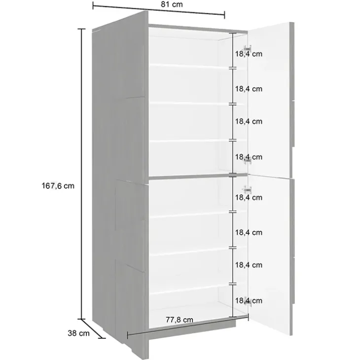 Armadio scarpiera 80x168h cm 4 ante ossido Zenzero