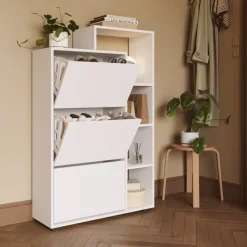 Armadio scarpiera 90x143h cm bianco opaco Connie