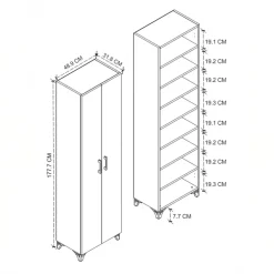 Armadio scarpiera 49x178h cm multifunzione 2 ante bianco Dama