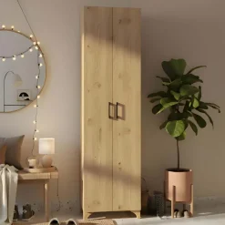 Armadio scarpiera 49x178h cm multifunzione 2 ante rovere rustico Dama