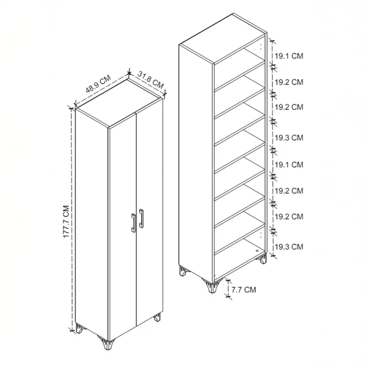 Armadio scarpiera 49x178h cm multifunzione 2 ante rovere rustico Dama