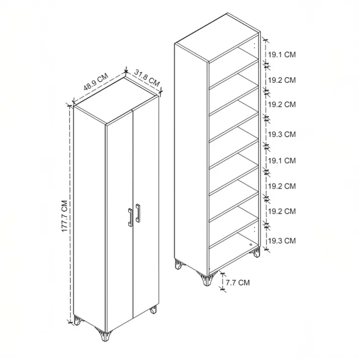 Armadio scarpiera 49x178h cm multifunzione 2 ante antracite Dama