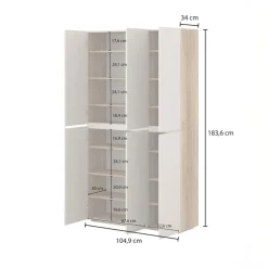 Armadio scarpiera 105x184h cm multiuso 6 ante cashmere rovere Delia