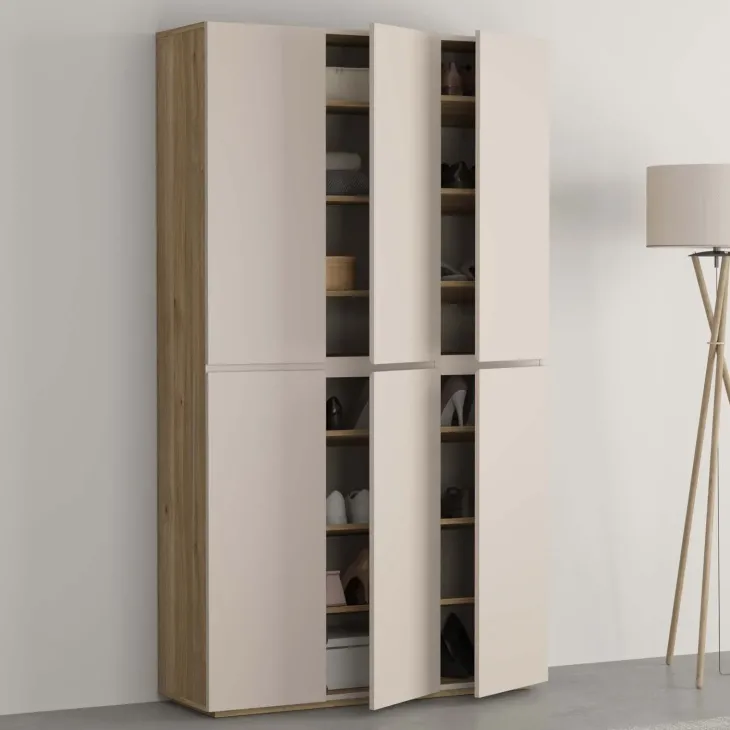Armadio scarpiera 105x184h cm multiuso 6 ante cashmere rovere Delia