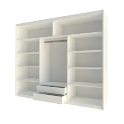 Armadio scorrevole 250x215h cm 3 ante moderno cassetti e led bianco Larissa