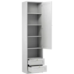 Armadio shabby 54x220h cm con vano comodino bianco Shubo