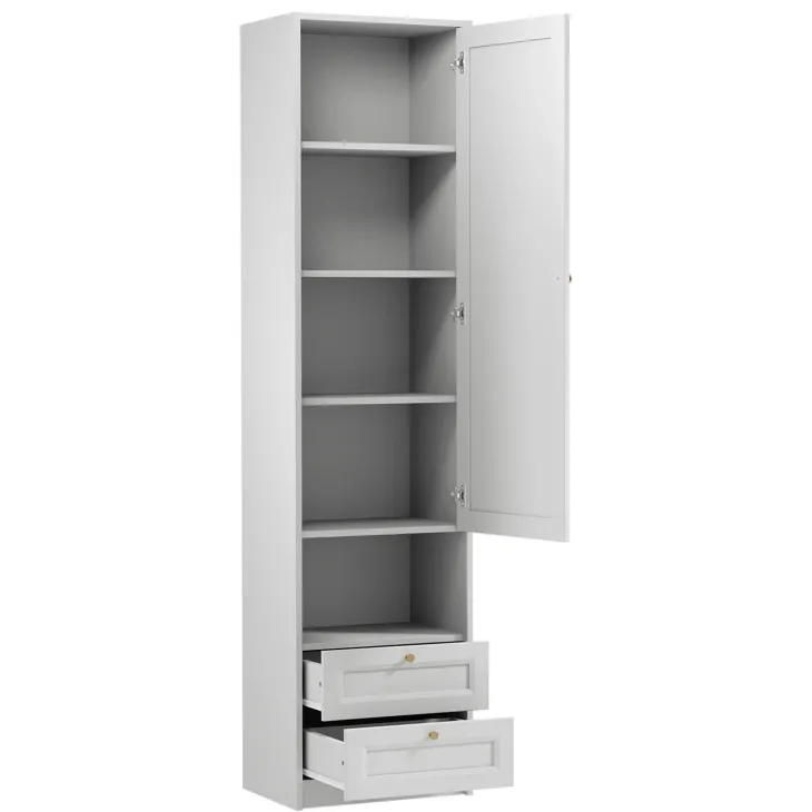 Armadio shabby 54x220h cm con vano comodino bianco Shubo