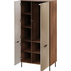 Armadio soggiorno 90x168h cm 4 ante beige cashmere noce Serenia