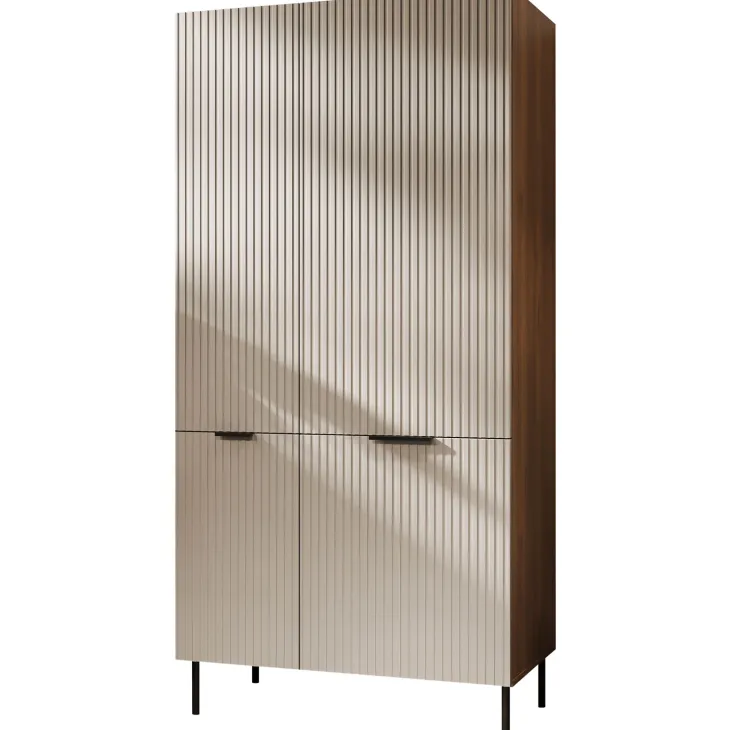 Armadio soggiorno 90x168h cm 4 ante beige cashmere noce Serenia