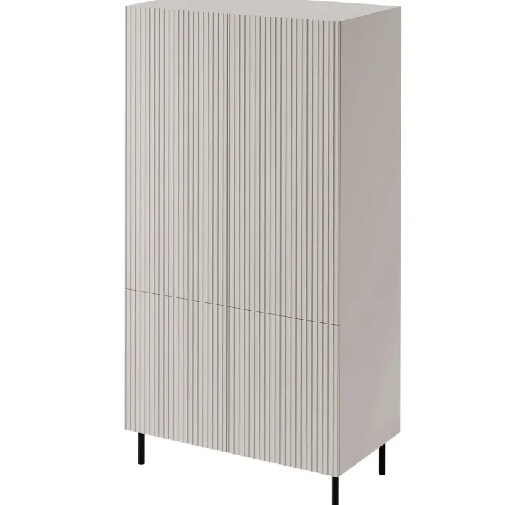 Armadio soggiorno 90x185h cm 4 ante con frontali cannettati beige Ziggy