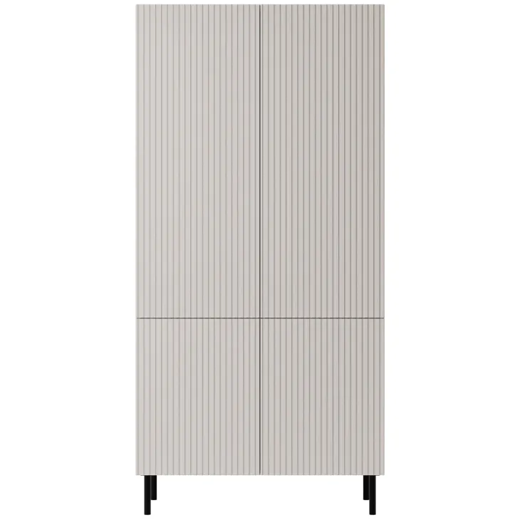 Armadio soggiorno 90x185h cm 4 ante con frontali cannettati beige Ziggy