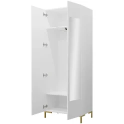 Armadio soggiorno 74x196h cm 2 ante con specchio bianco Nuvia
