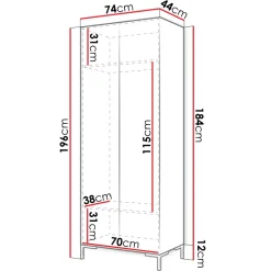 Armadio soggiorno 74x196h cm 2 ante con specchio bianco Nuvia