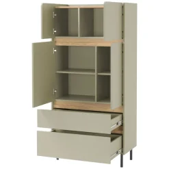 Armadio soggiorno 80x165h cm 4 ante 2 cassetti verde rovere chiaro Linfa