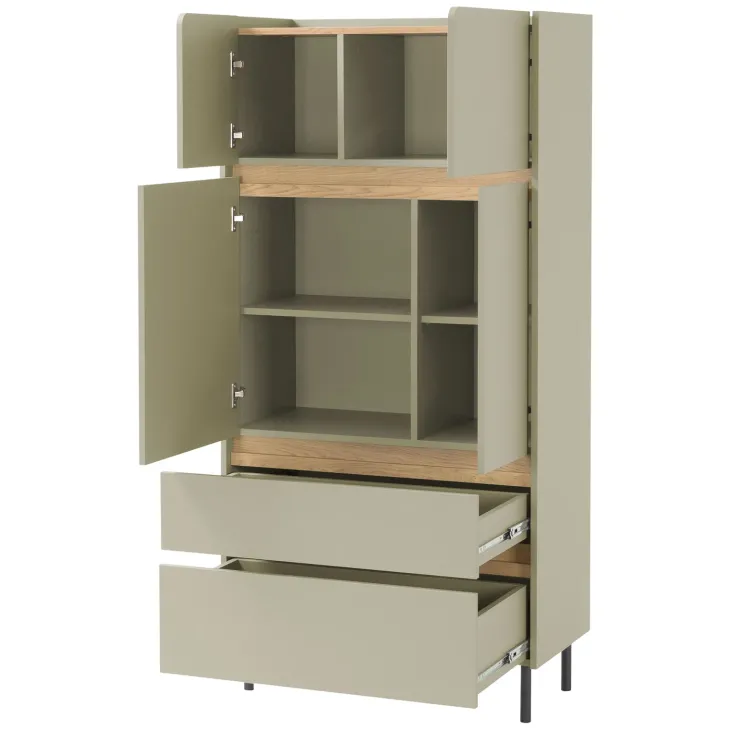 Armadio soggiorno 80x165h cm 4 ante 2 cassetti verde rovere chiaro Linfa